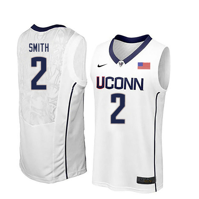 Men #2 Tarin Smith Uconn Huskies College Basketball Jerseys Sale-White